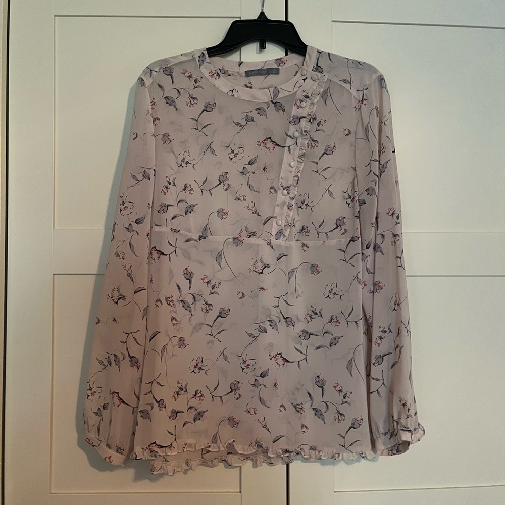 Octavia Sheer Floral Blouse. Long sleeve. XL